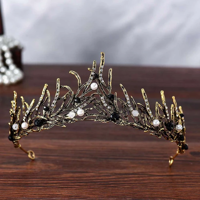 Черное золото корона для красоты принцессы свадебные кристаллы Корона из циркония с бриллиантами диадема волос головные уборы девочек жемчугом