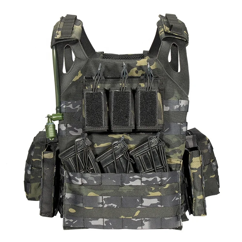 Охотничье снаряжение Yakeda, черный Камуфляжный кожаный тактический жилет с сумкой для воды