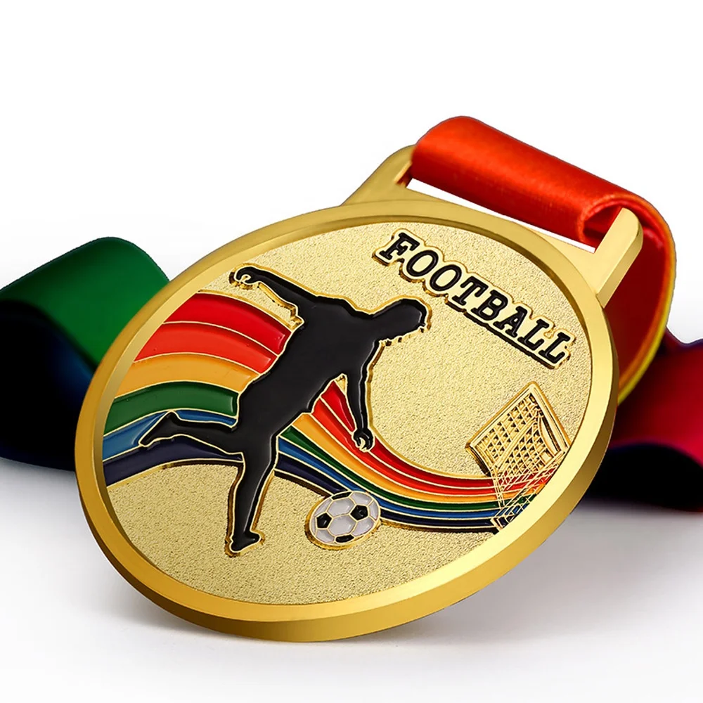 Chinese Supplier Custom 3D Metal Award Gold Silver Bronze Medals Football and Soccer Medal