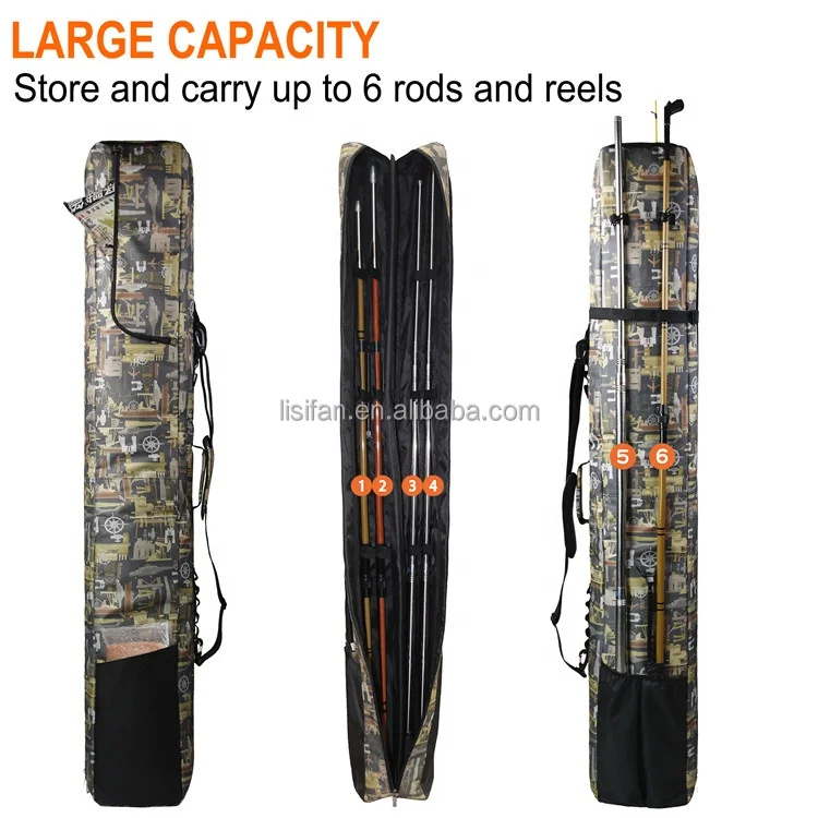 Large Capacity Outdoor Tackle Bag Single Shoulder Sling Fishing Tool Bag Fishing Rod Bag Folding Ice Fishing Tool Gear Rod