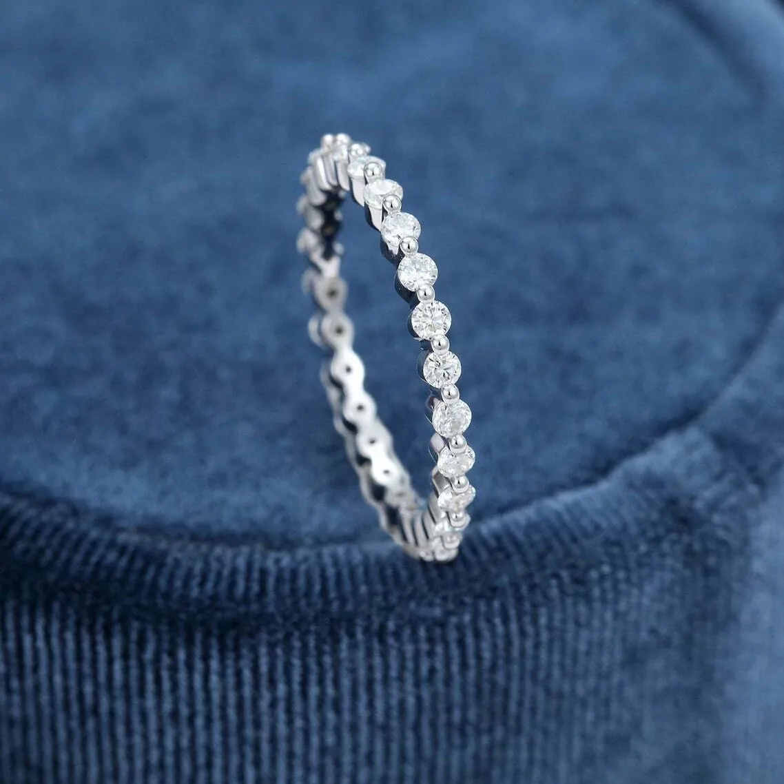 14K White Gold Plated ring 0.65 Ct Wedding Moissanite Eternity ring