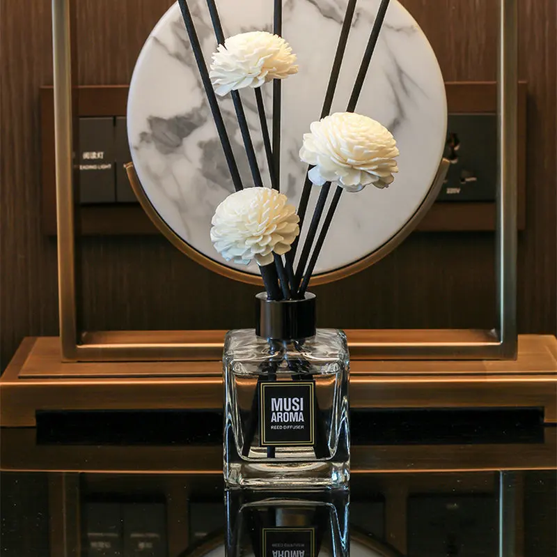 Avertan frost empty round square 120ml glass aroma reed diffuser bottle with wick aromatherapy