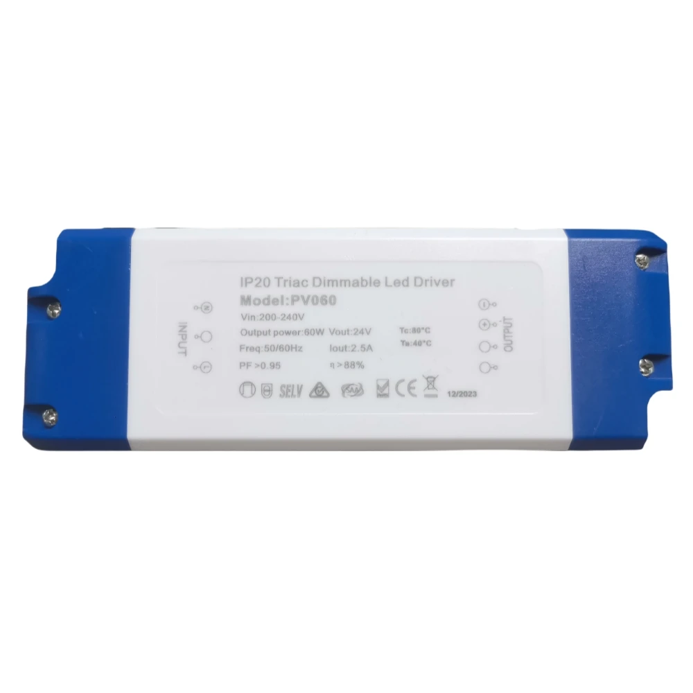 IP20 Triac затемнение 60 Вт ETL SAA CE TUV RoHs FCC 12V 24V 5 лет гарантии светодиодный драйвер для светодиодного освещения
