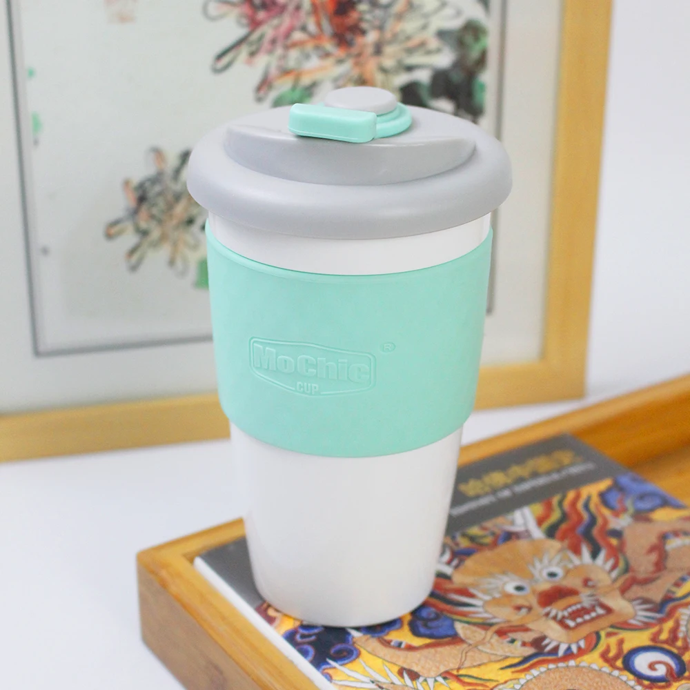 100% Biodegradable Eco-Friendly Reusable PLA Plastic Coffee Cup With Polypropylene Lid And Silicone Sleeve