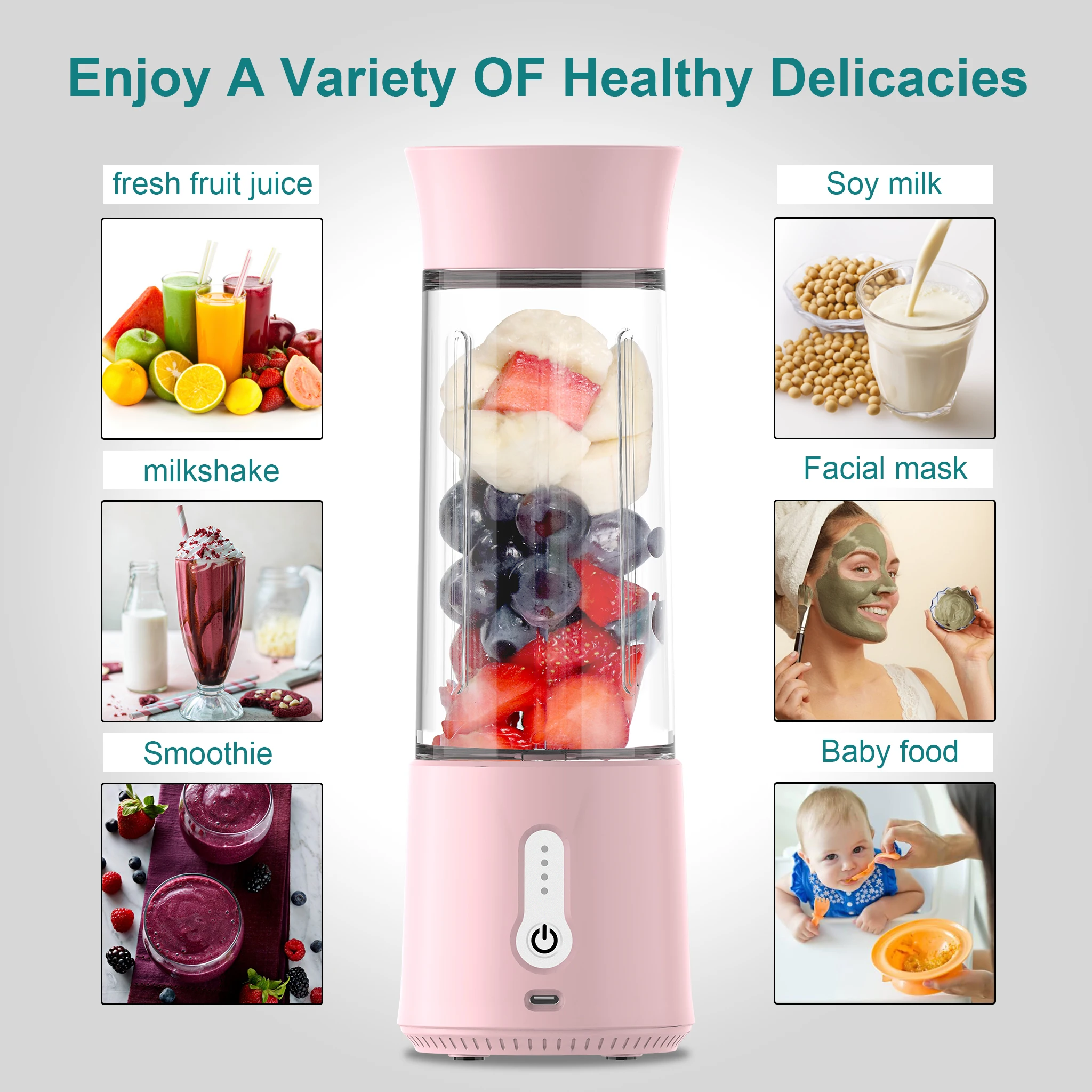 Fruit Juice  Low Noise Blender Personal Protein Blender For Ice Blending Rechargeable 4000mAh Juicer Blender Portable