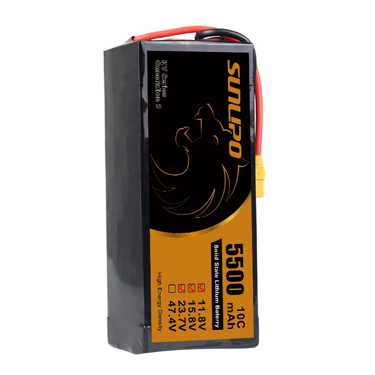 Sunlipo Best Price High Voltage Solid State Lipo battery for Drone UAV 5500mAh 3S 6S 12S 5C 10C for agriculture fire UAV
