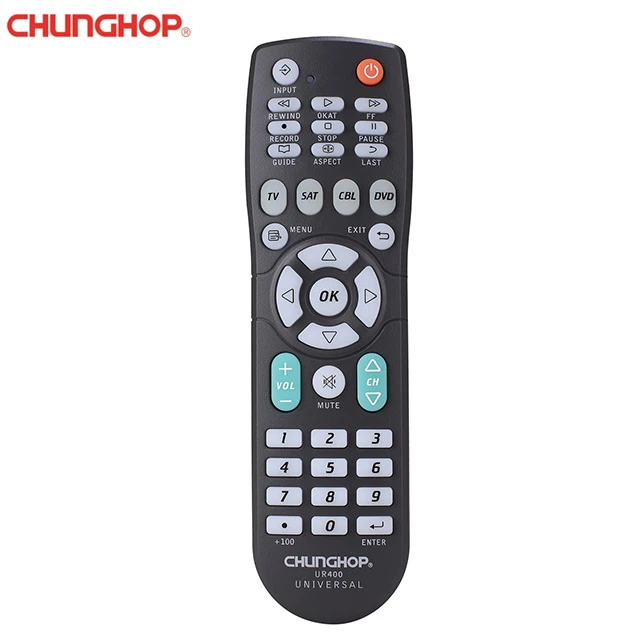 Универсальный пульт дистанционного управления Chunghop UR400 4 в 1 для ТВ/SAT/DVD/CBL инфракрасный телевизора с функцией