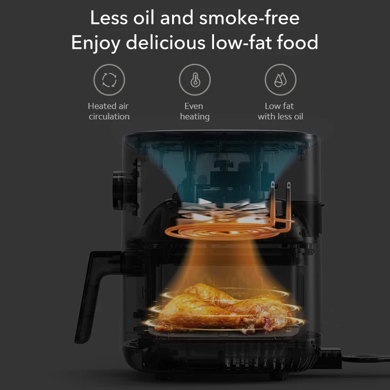 Xiaomi аэрофритюрница для приготовления блюд без 3.5L без масла обжарки обезвоживания 1500W 360 печь OLED экран Mijia airfryer App управление бытовой техники