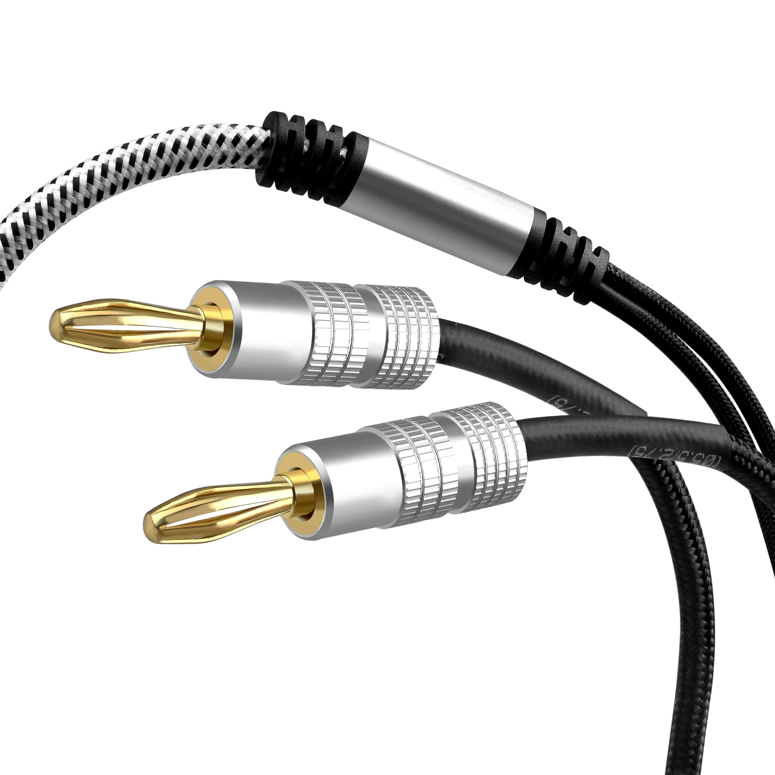 2.5mm Square 4mm Banana Connector Audio 2 Core OFC Audiophile Speaker Cable 12AWG  Audio Cables