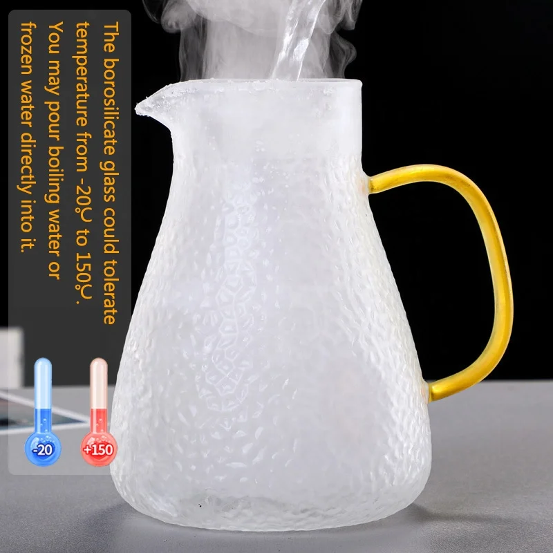 Hot Sale Hammer Water Bottle The Hand Feels Comfortable Glass Water Jug with Cup Set
