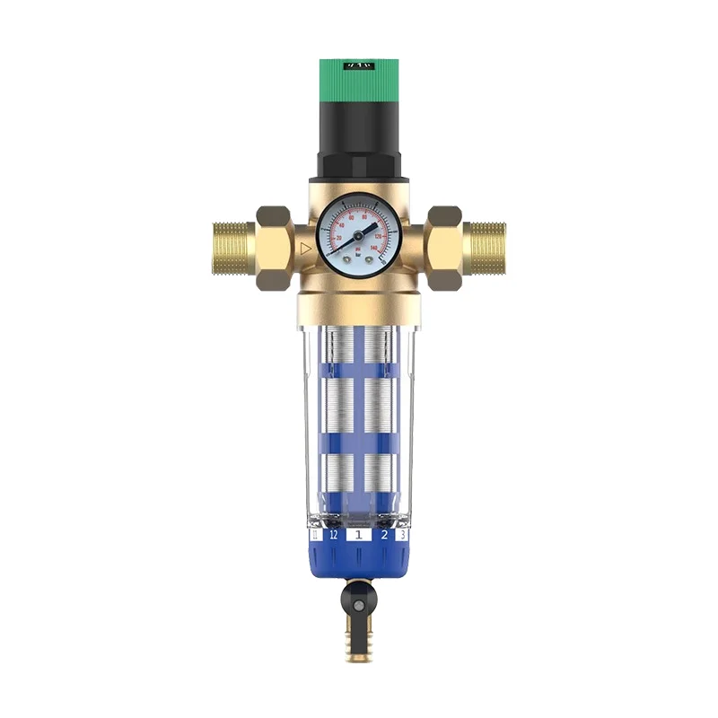 100 Micron Spin Down Reusable Brass Reducing pressure front filter With Pressure Gauge Water purifiers pre filter for Filtration
