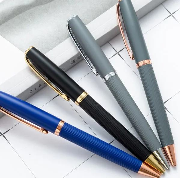 Pen Factory Custom Gift Promotional Ball Pen Customized Logo Black White Slim Metal Body Twist Ballpoint Pen