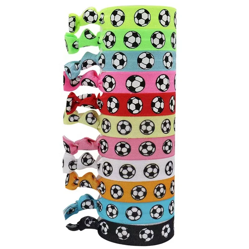 New Arrival Customized Sport Elastic Hair Band Women Girl 5/8 inch Logo Printed Football Hair Tie