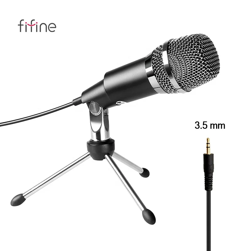 Fifine Профессиональный конденсатор 3,5 мм Микрофон Микрофонный набор Музыкальный Микрофон для подкачки записи