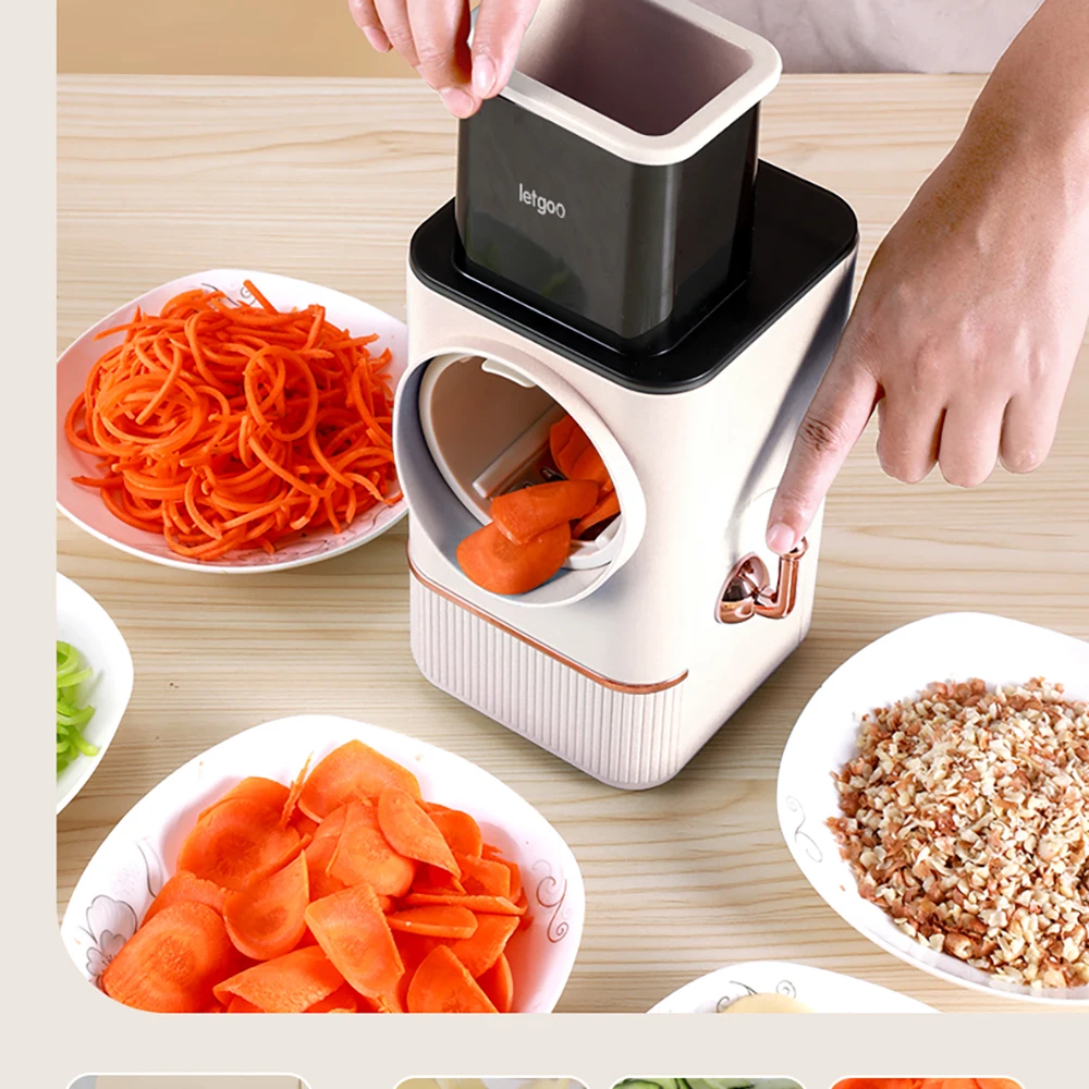 Kitchen 3 In 1 Manual Drum Rotary Cheese Grater Round Mandoline Vegetable Cutter/Slicer/Chopper Safe Food Grinder