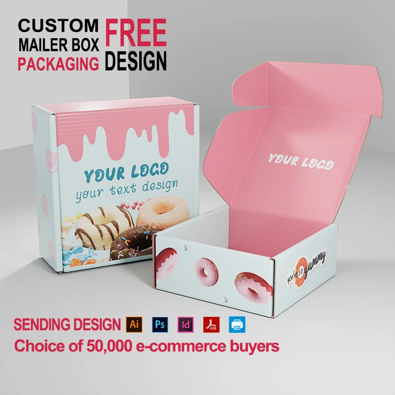 Custom  Logo Eco Snack Food Grade Printing Foldable Cake Food Cookie Bread Pastry Donut Macaron Paper Packaging Boxes