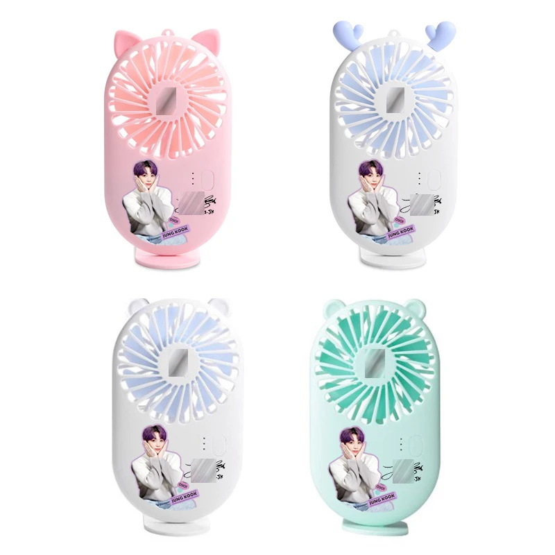 Outdoor portable small fan USB socket charging silent pocket fan easy to carry color printing pattern
