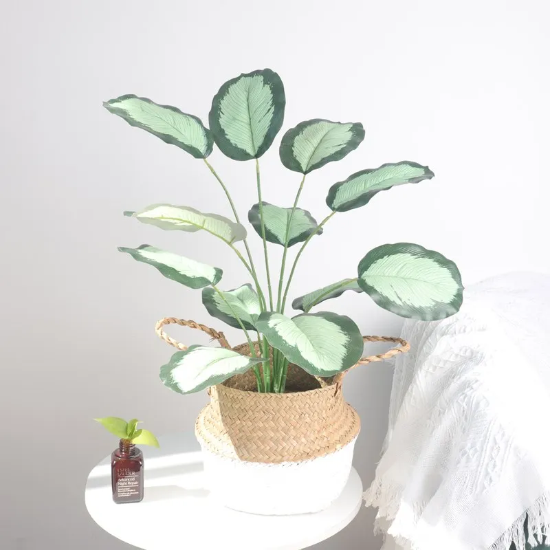 Mini size indoor plastic artificial ficus bonsai monstera green plant Fatsia Japonica trees in pot