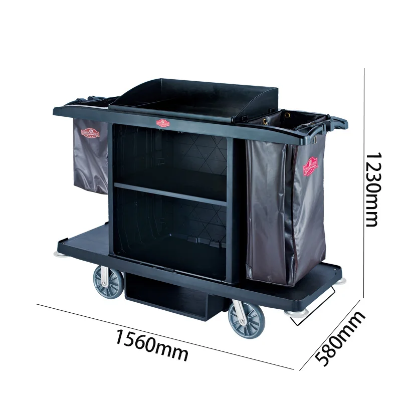 SFC-01 Plastic Hotel Room Service Utility Cleaning Maid Cart High Capacity Housekeeping Trolley Equipment