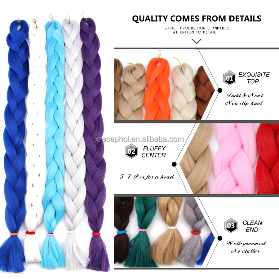 Wholesale 82inch Silky Bulk Braiding Hair High Temperature Fiber Jumbo Pre-stretched Braiding Hair
