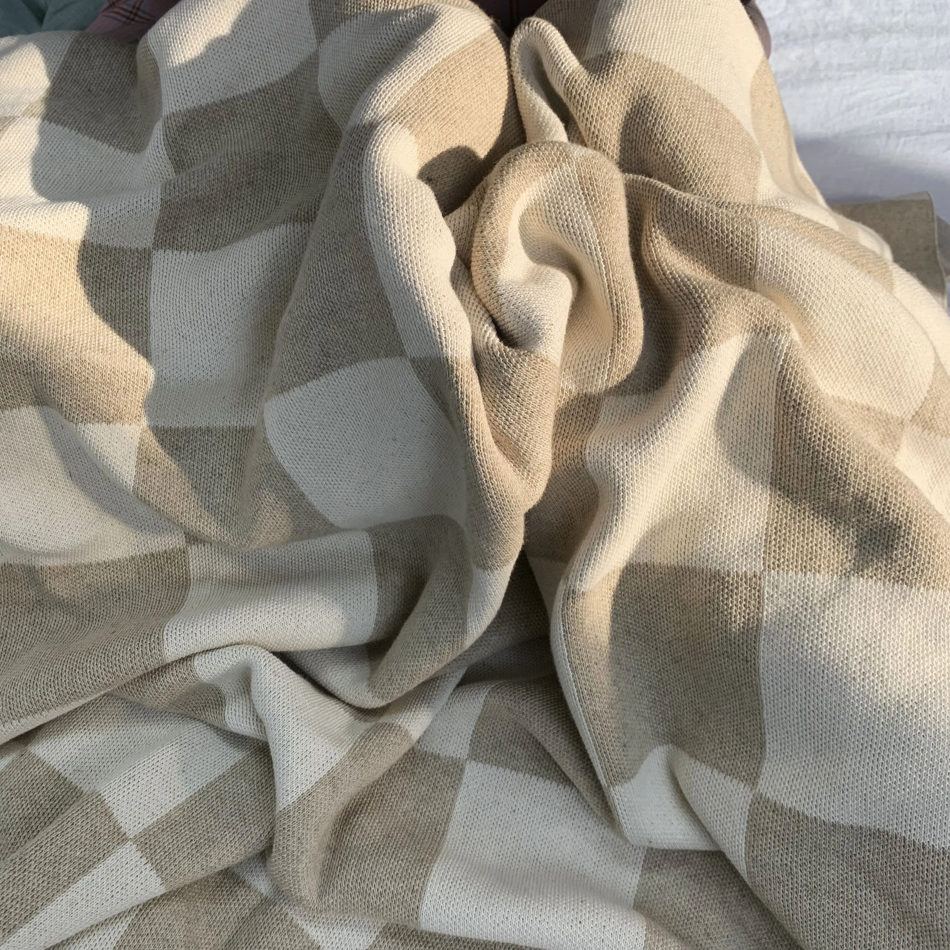 LY-Classic Plaid Hemp-covered Thickened Antibacterial Throw Office Nap Blanket Cover Lunch Break Sofa