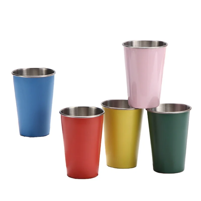 Aluminum Water Tumblers Different Color Stainless Steel beer glass for Children and Adults Travelling Party Tumblers