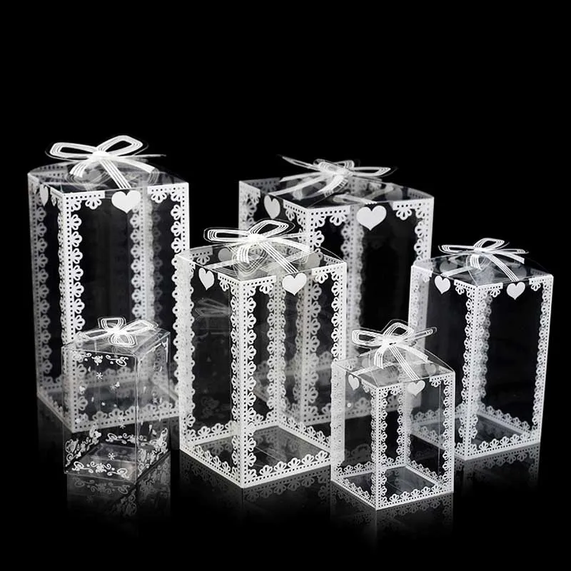 ZL Wholesale Luxury Fancy Packaging Flower Cookies Candy Clear PVC Plastic Gift Box Wedding Favors Gift Box Packaging