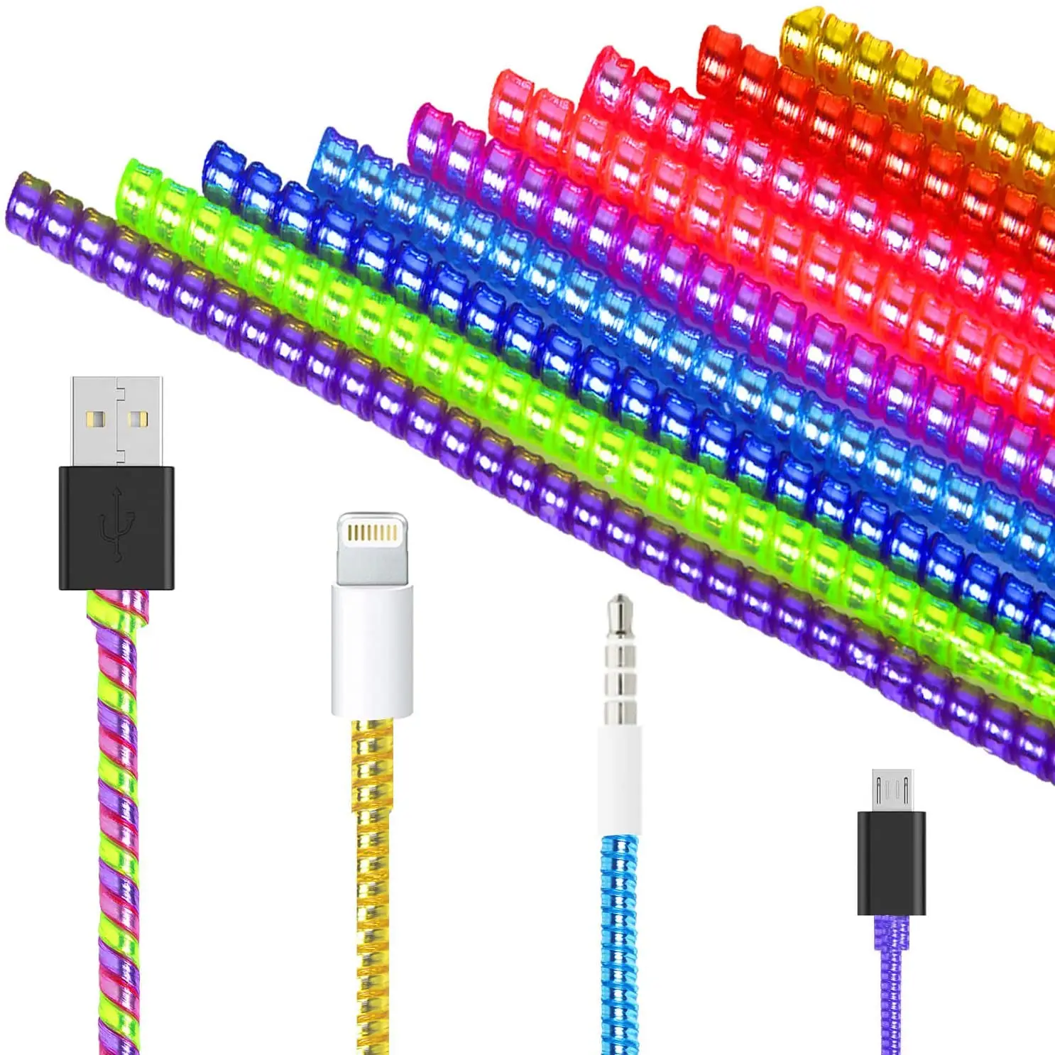 New Electroplating Spiral Cable Protector Headphone Saver Strain Relief Cord Sleeve for Cellphone Cable
