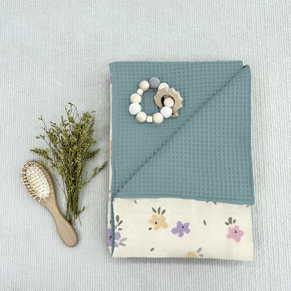 Mildream Waffle Weave Cotton Baby Muslin Blanket Honeycomb Cover Napkin Cooling Baby Blanket Customized Design Newborn Blanket