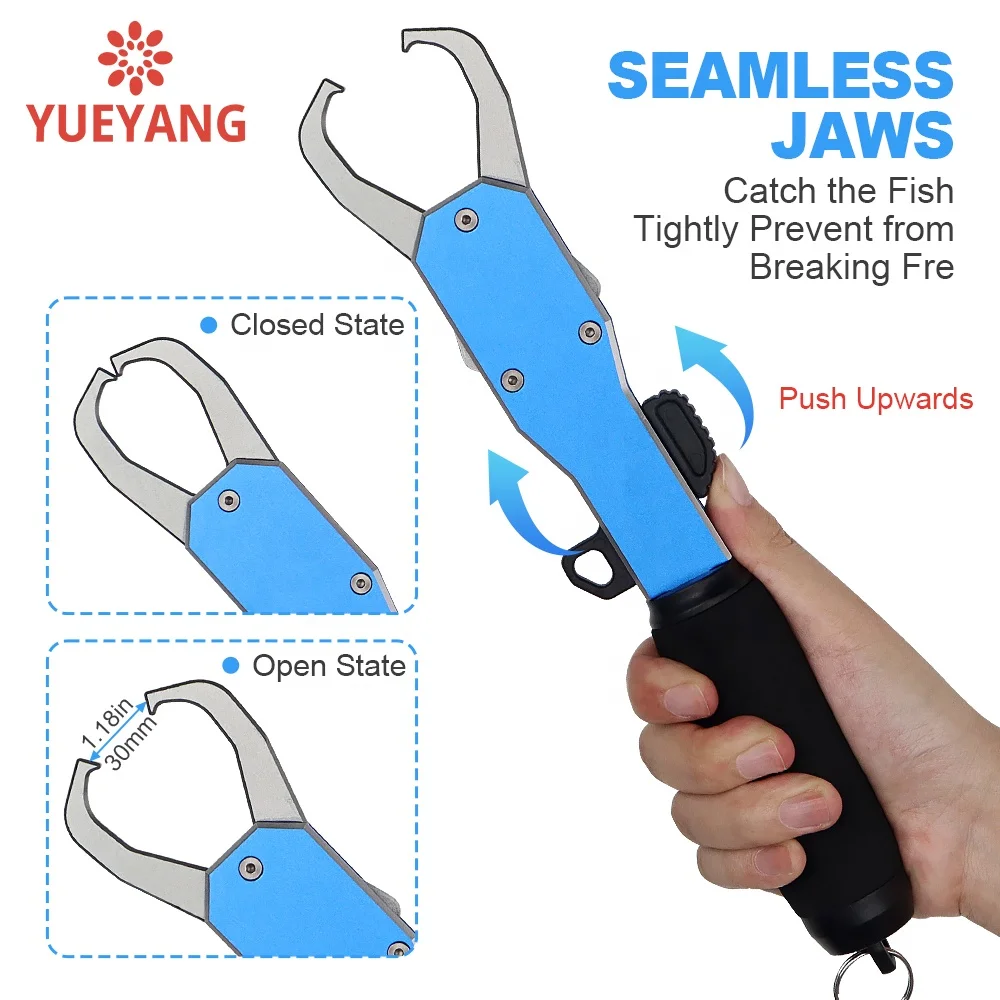 YUEYANG Aluminum Fish Grip Portable Fish Grip With Key Chain Heavy Duty Fish Grips Fishing Accessories Tools