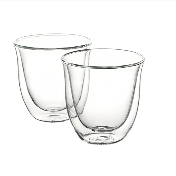 AIHPO05 Fancy Cheap Handmade Thermal Morden Custom Pyrex Clear Double Wall Glass 80ml Espresso Cups Mug without Handle
