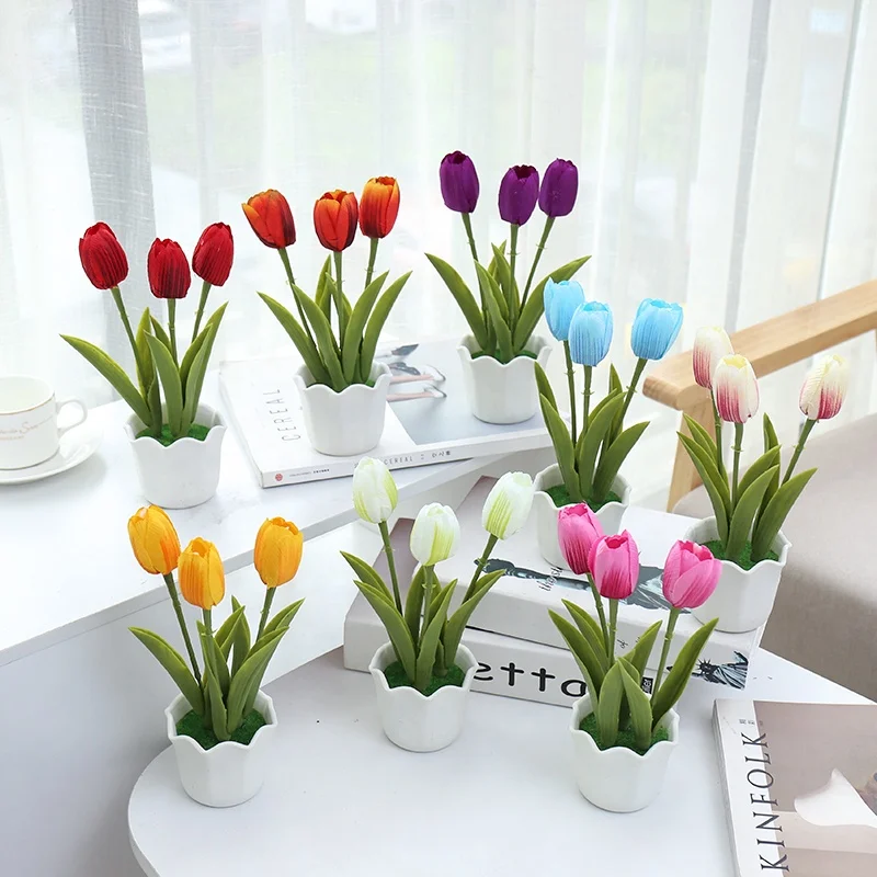 supplier cheap price tulip artificial flower bonsai for home decor