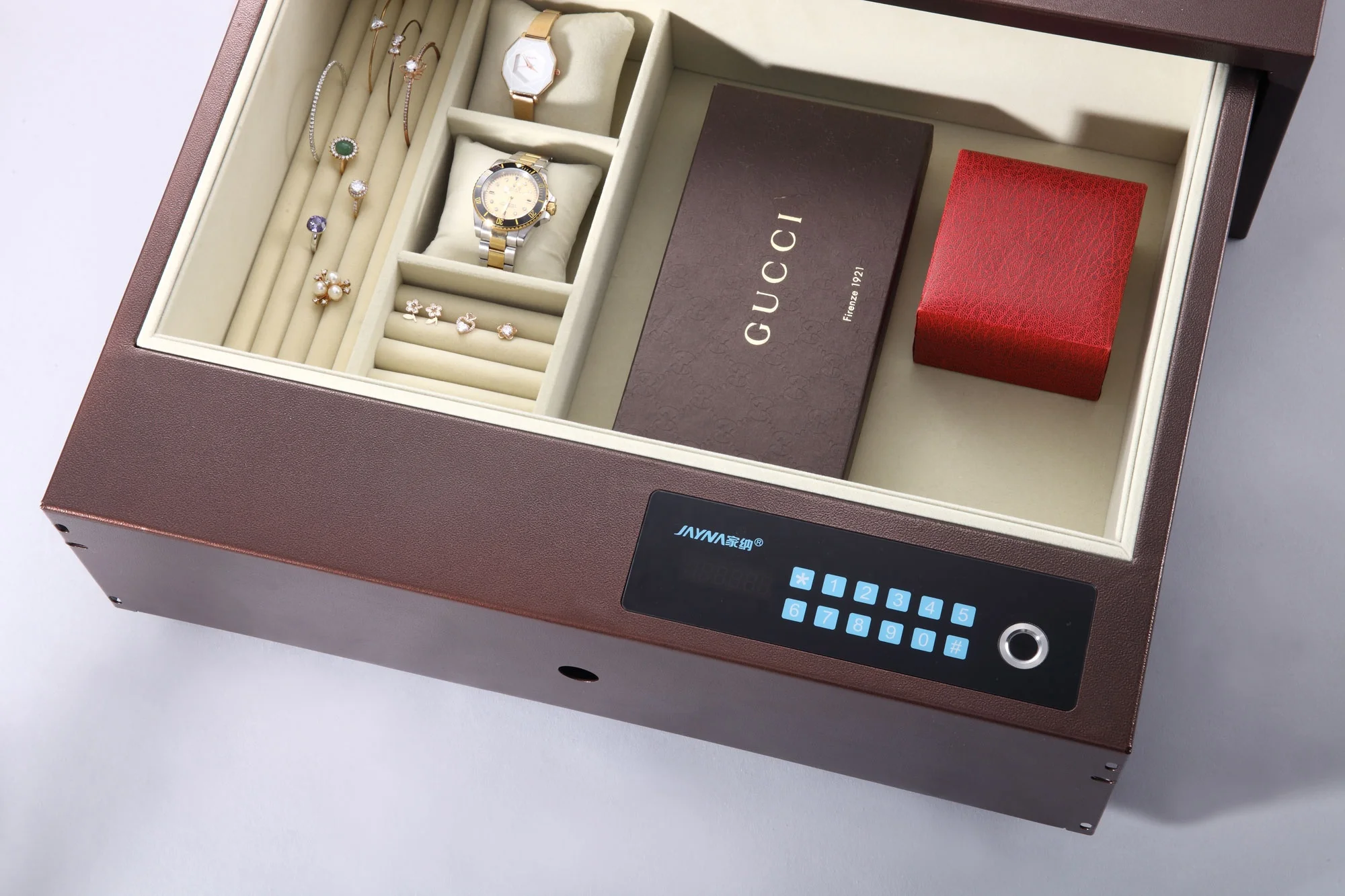 Jayna High Quality Digital Lock Safe Mocha Fingerprint Lock Box 2019 Home Hotel Office Bank Carton Box Iron G06004A-1 CN;GUA