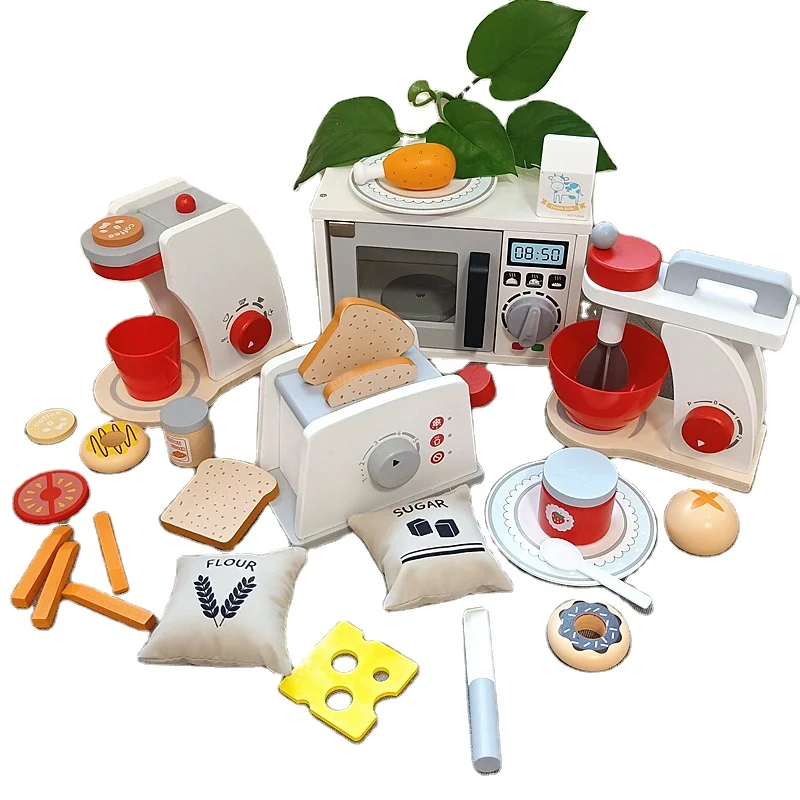 High Quality with Accessories Montessori Kids Wooden Play House Kitchen Cooking Set Toy