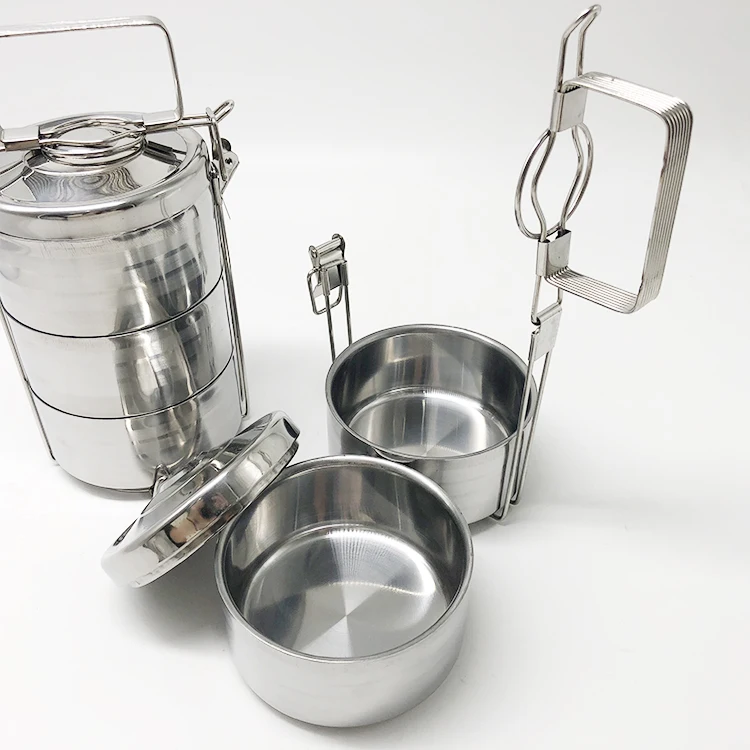 Newest 2/3/4/5 layers stainless steel food containers tiffin food carrier with handle