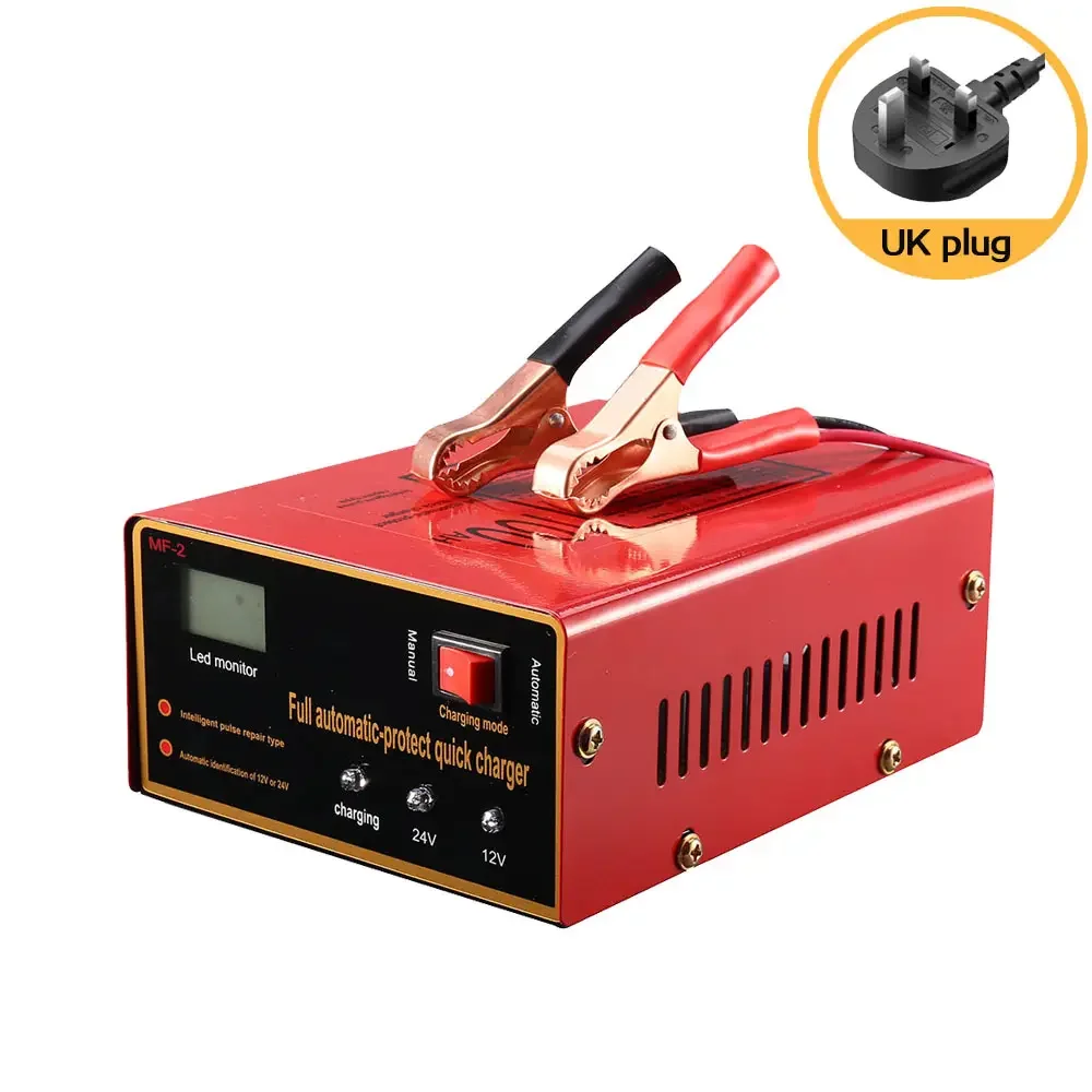 12V/24V Intelligent Pulse Repair Charger 10V Lithium Battery Full Automatic Car/Motorcycle Battery Charger US/UK/EU/AU Plug