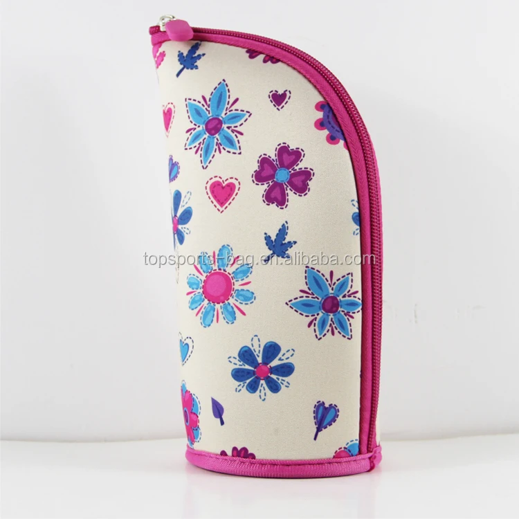 Neoprene Novelty Stand up Pencil Bag/Pencil Pouch Free Sample Big Capacity Makeup Brush Holder for Girls
