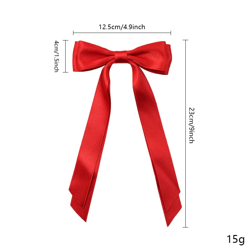 Wholesale Solid Color stain Bow Hair Accessories Double Layer Long Ribbon Bow Hair Clips For Women Girls
