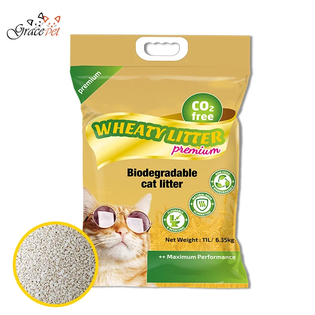 BSCI factory ODM/OEM Supplied  wheaty cat litter  Arena para gatos wholesale !  factory price wheat cat sand ! products For cats