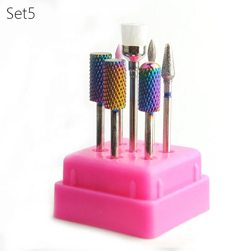 APROMS 7Pcs Nail Drill Bits Set Tungsten Carbide Ceramic Milling Cutter Manicure Machine Accessories Electric Nail File Cuticle