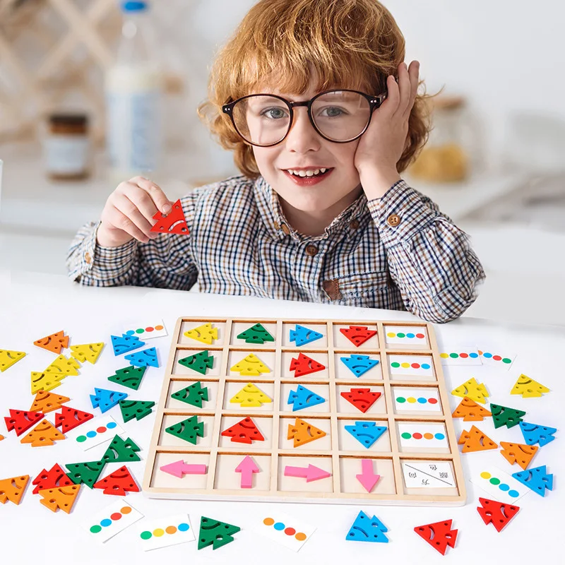 Children Wooden Fun Arrow Direction Color Cognition Board Game Kids Early Education Logic Training Pair Parent Child Toys