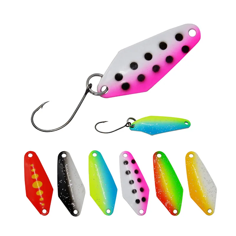 Trout Fishing Spoon 2.3g 32mm With Sharp Single Hook Fishing Lure Metal Spinner Spoon For Mackerel Bass Trout Fishing