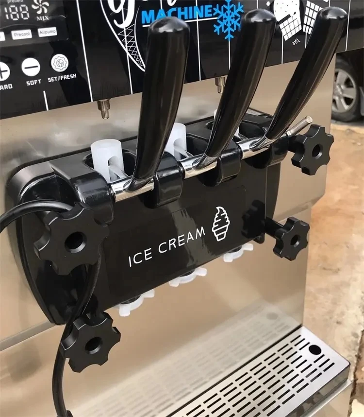 Brenu manufacture Soft Serving automatic Vending three Flavors Table Top Hot Selling Air Pump Ice Cream Machine Price