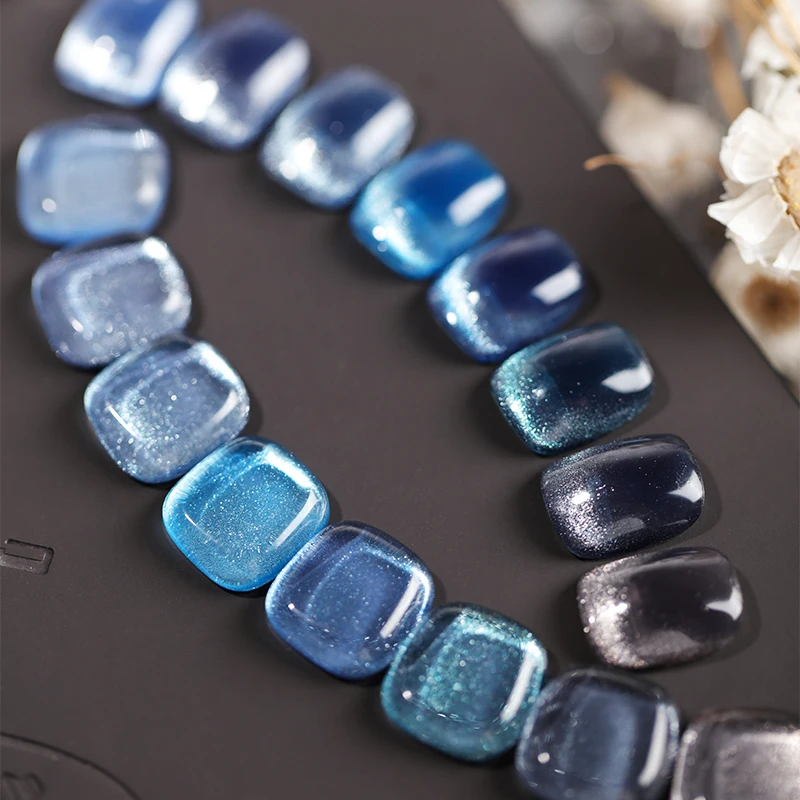 oxxi New 8 Color Art Tiffany Blue Cat Eye Nails Gel Polish Kit Popular Glitter Poly UV Nail Polish Gel Set