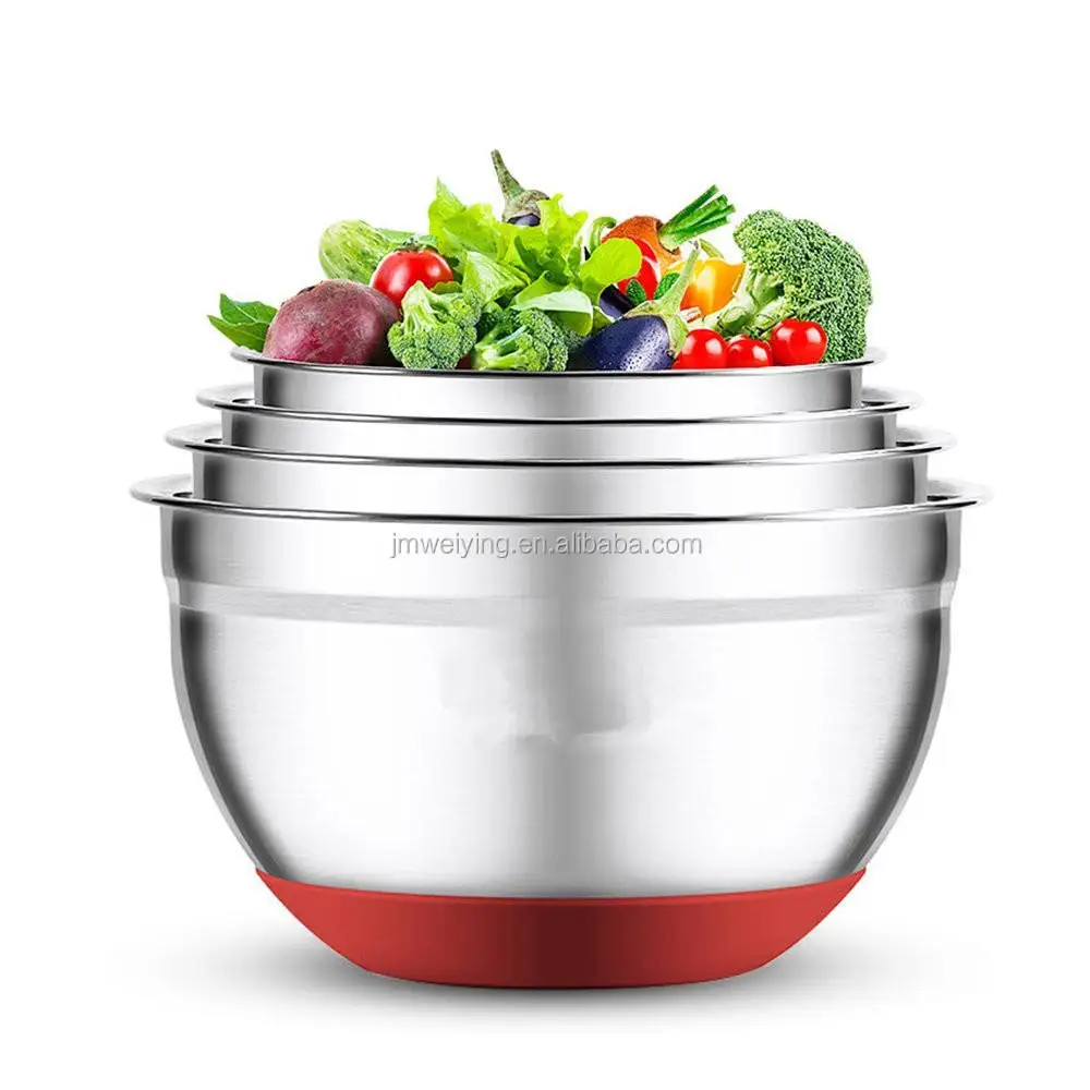 Deep Fruit Mixing Salad Bowl Lunch Container Wholesale Cheap Round Stainless Steel Camping Pantone Color Silver Customized
