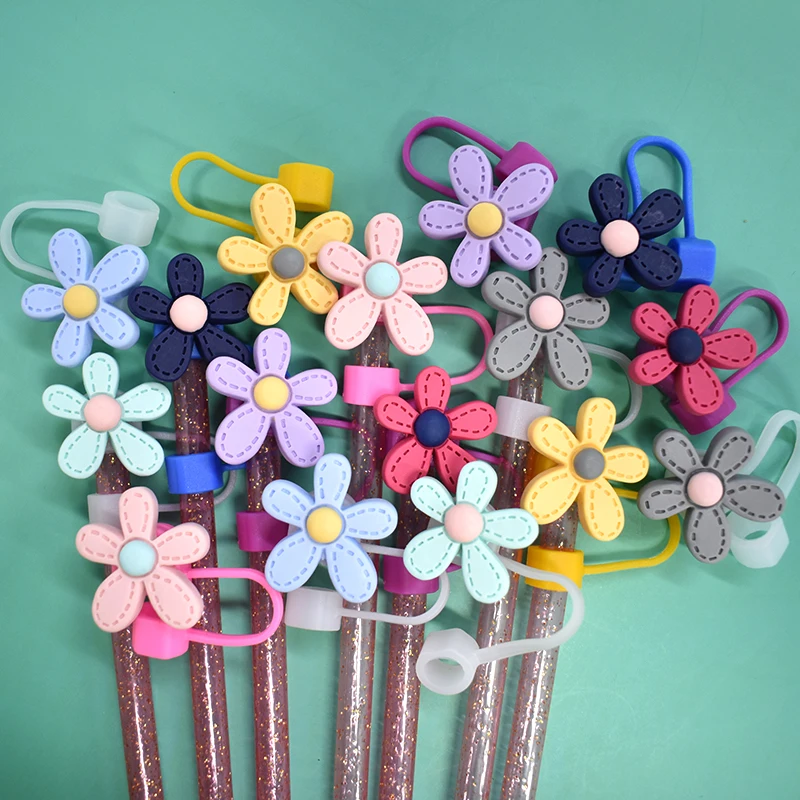 Drinkware Accessories Blue Flower Straw Toppers In Bulk Cter Silicone Drink Topper 10mm Straw Tip Cove 10mm Straw Topper Resin