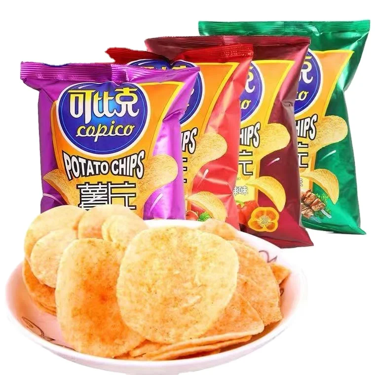 
Wholesale vacuum inflatable packaging crisp puffed cereals wheat potato flour starch snack fried potato chips 