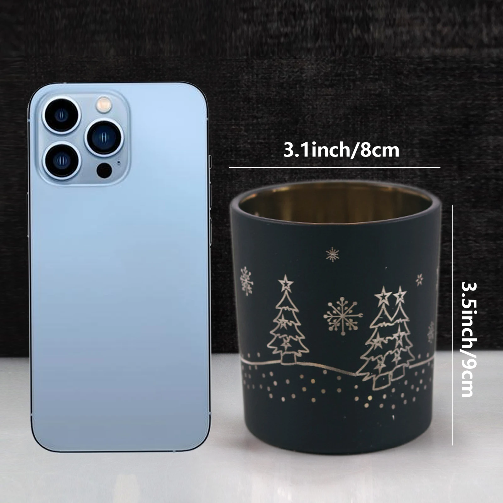 300ml 10oz Glass Candle Jar Cup Cylinder Christmas Trees Tea Light Candles Holder For Home Decor