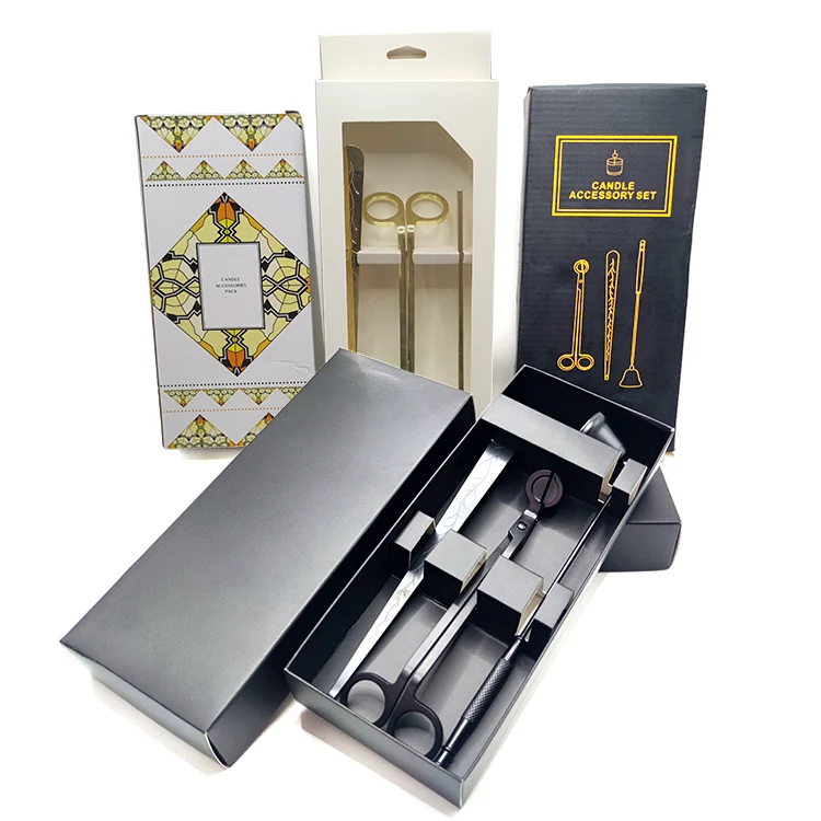 Wholesale Black 3Pcs 4Pcs 5Pcs Candle Care Gift Box Set Wick Trimmer Set Box Candle Care Kit Packaging