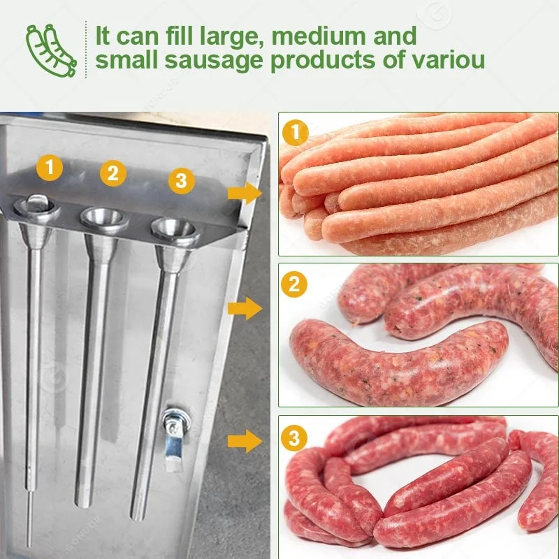 Stainless Steel Meat Fill Mini Pneumatikly Beef Bratwurst Sausage Stuffer Filler Make Automatic Electric Machine